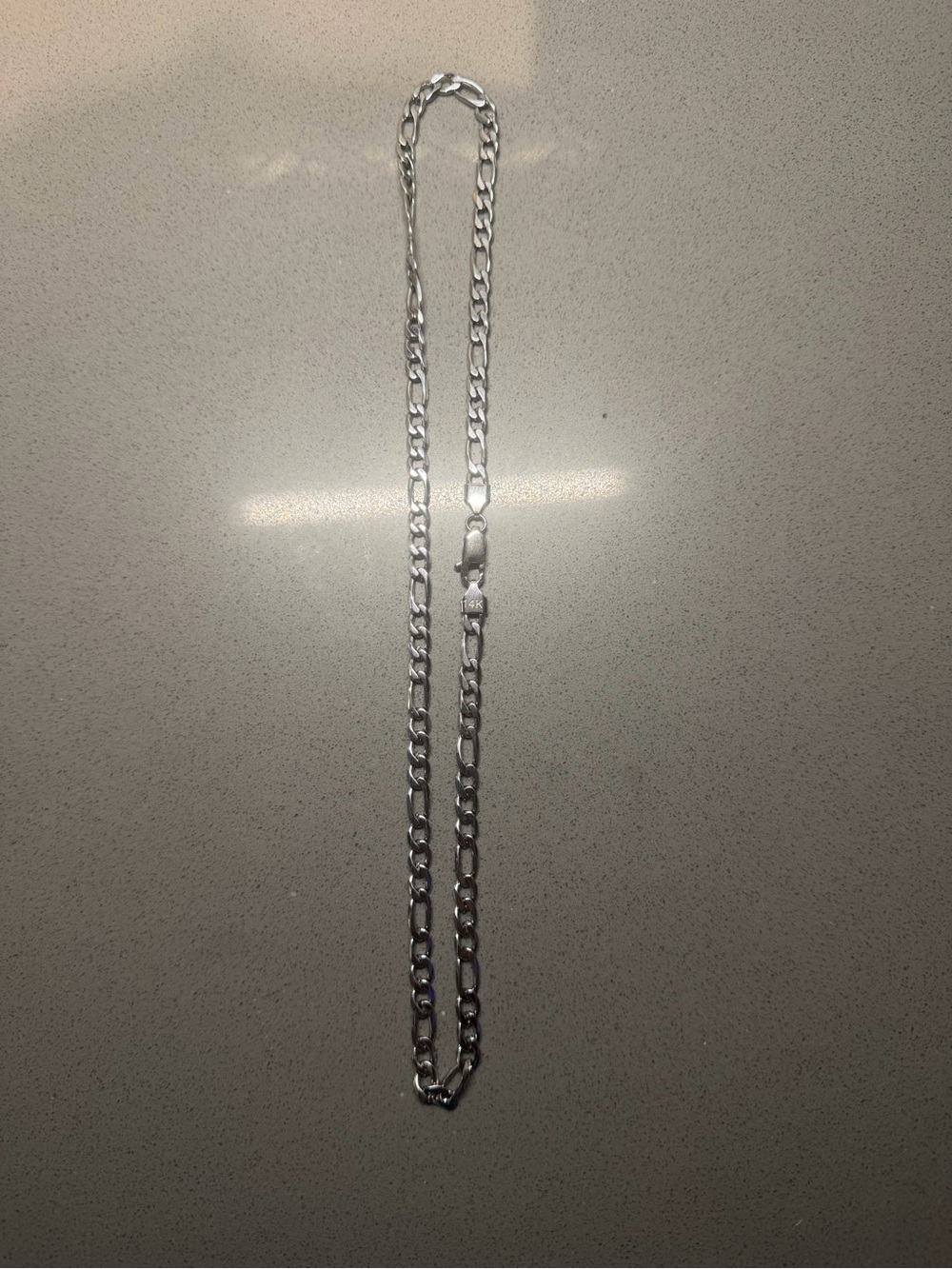Men's Silver Figaro 18” Chain Necklace 21 Gram 14KT white gold filled 6mm
